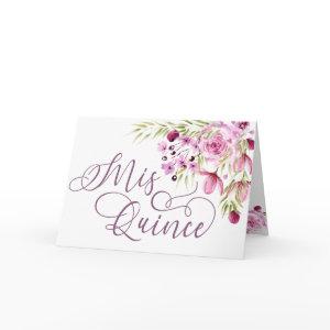 Mis Quince Purple Floral Watercolor 15th Birthday