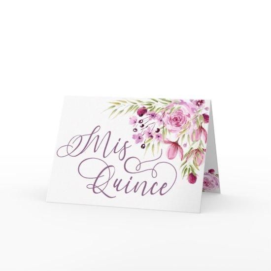 Mis Quince Purple Floral Watercolor 15th Birthday