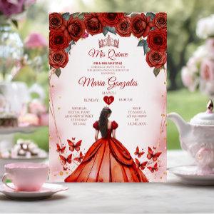 Mis Quince Red Roses 15 Anos Crown Quinceañera