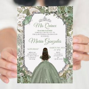 Mis Quince Sage Green & Silver Floral Quinceañera