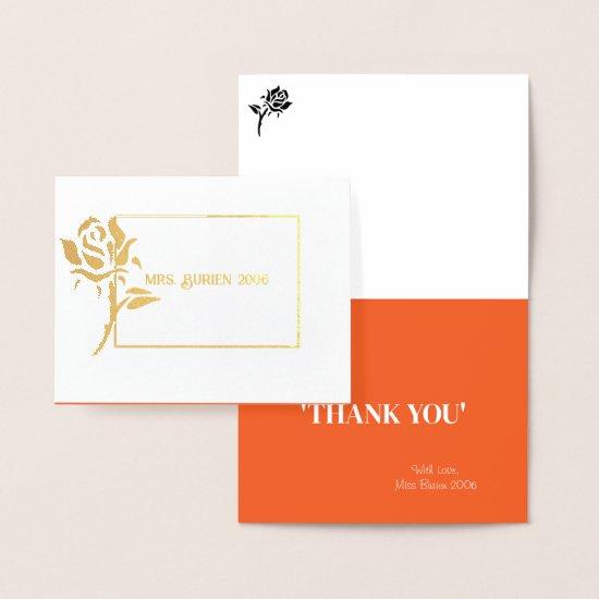 Miss Mrs. Pageant Rose Foil Custom Thank You  Foil Card