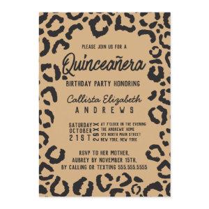 Modern Black Gold Cheetah Leopard Quinceañera