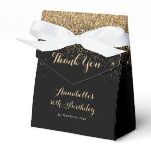 Modern Black Gold Glitter Sparkle Any Age Birthday Favor Boxes