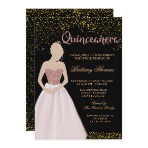 Modern Black & Gold Quinceanera 15th Birthday