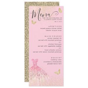 Modern Blush Pink Gold Glitter Gown Quinceanera