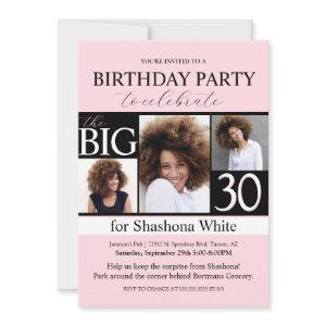 Modern Blush Pink Photo 30th Birthday