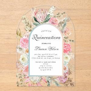 modern bohemian floral quinceanera photo card acrylic