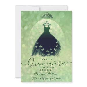 Modern bokeh green butterfly dress tiara Quince
