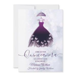 Modern bokeh purple butterfly dress tiara Quince
