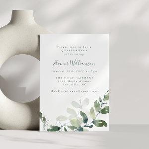 Modern Botanical Eucalyptus Boho QUINCEAÑERA