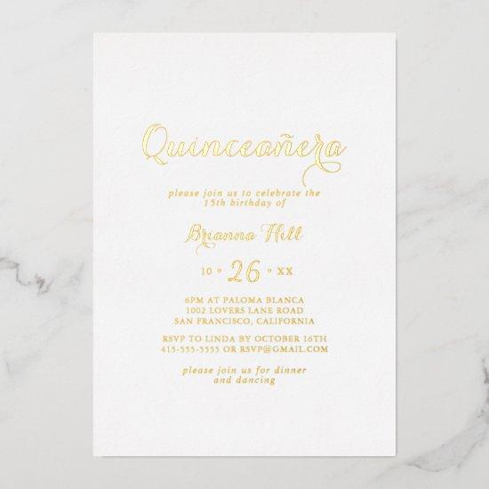 Modern Calligraphy Quinceañera Gold   Foil