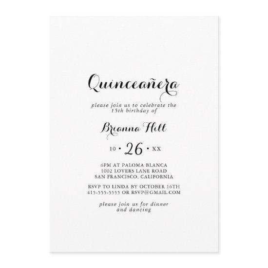 Modern Calligraphy Quinceañera