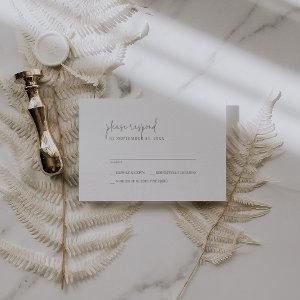 Modern Chic Green and White Simple Wedding RSVP Card