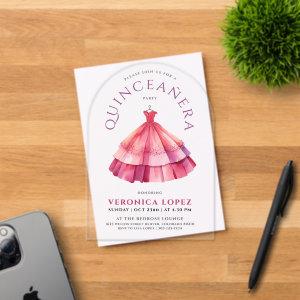 Modern Clear Pink Quince Princess Dress Watercolor Acrylic