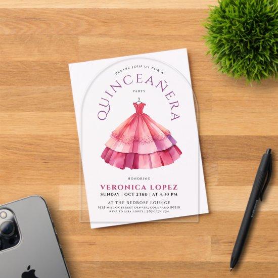 Modern Clear Pink Quince Princess Dress Watercolor Acrylic