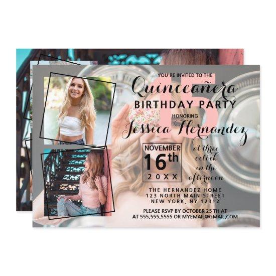 Modern Cool Photo Collage Sweet Quinceañera