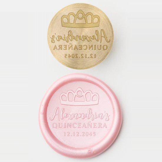 Modern Crown Tiara Princess Name Quinceanera Wax Seal Stamp