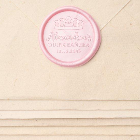 Modern Crown Tiara Princess Name Quinceanera Wax Seal Sticker
