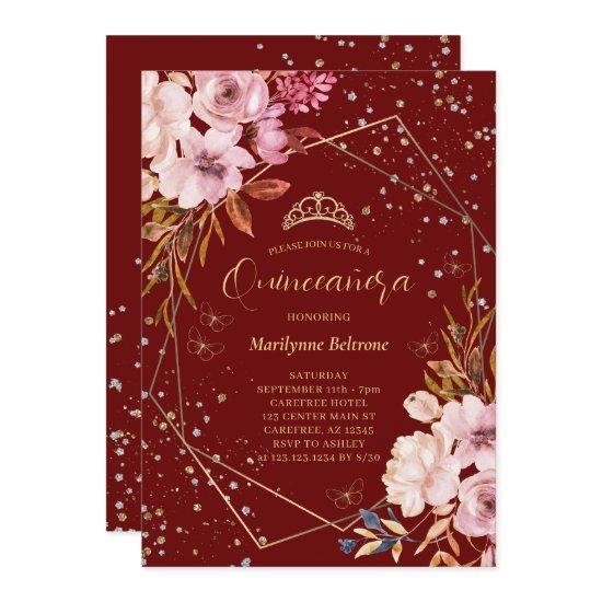Modern Dark Red Quinceañera