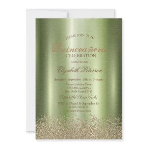 Modern Elegant Diamonds Green Metallic Quinceañera