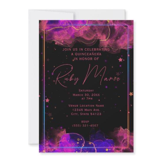 Modern Elegant Marble Geode Quinceanera