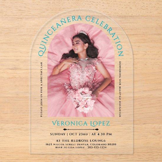 Modern Elegant Turquoise Blue Quinceanera Photo  Acrylic