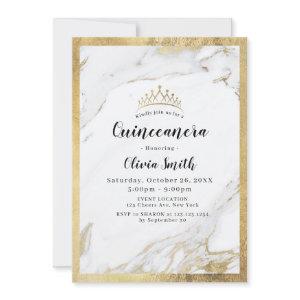 Modern faux gilded gold marble Quinceanera