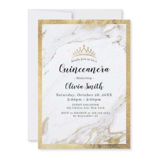 Modern faux gilded gold marble Quinceanera