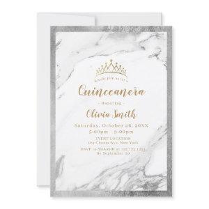 Modern faux gilded silver marble Quinceanera