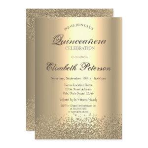 Modern Faux Gold Diamonds Gold Quinceañera