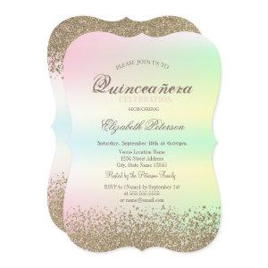 Modern Faux Gold Diamonds Iridescent  Quinceañera