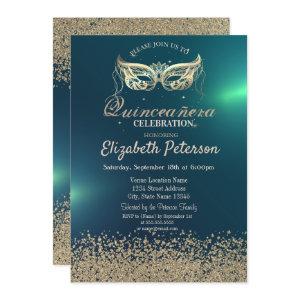 Modern Faux Gold Diamonds,Masquerade Quinceañera