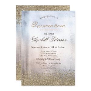 Modern Faux Gold Diamonds Metallic Quinceañera