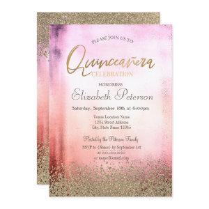 Modern Faux Gold Diamonds Ombre Quinceañera