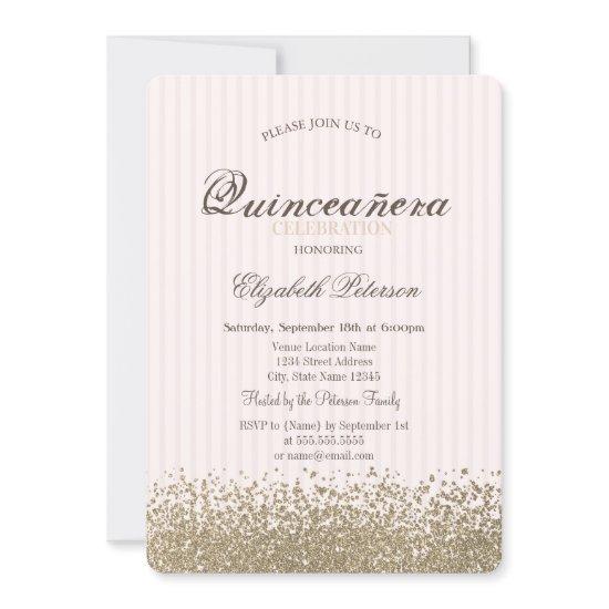 Modern Faux Gold Diamonds Stiped Quinceañera