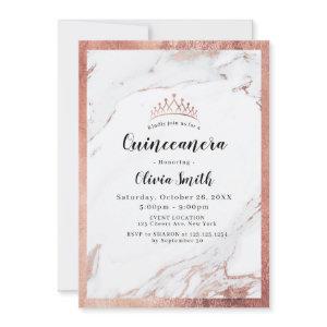 Modern faux rose gold marble Quinceanera