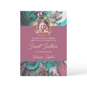 Modern Floral Photo Sweet Sixteen