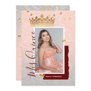 Modern Floral Pink Gold Elegant Photo Quinceanera