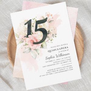 Modern Floral Quinceanera 15th Birthday Pink