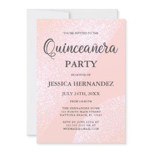 Modern Girly Pink Glitter Geometric Quinceañera