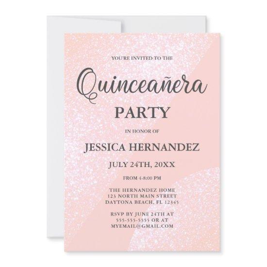 Modern Girly Pink Glitter Geometric Quinceañera