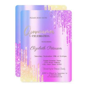 Modern Glitter Ombre Violet Drips