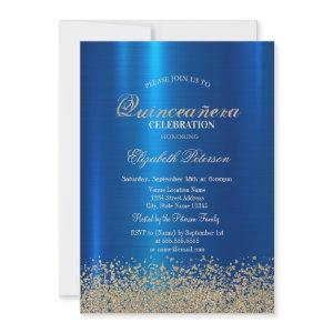 Modern Gold Diamonds Blue Metallic Quinceañera