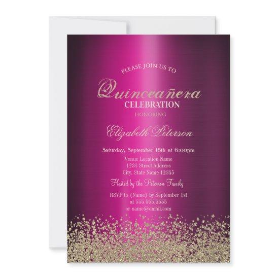 Modern Gold Diamonds Violet Metallic Quinceañera