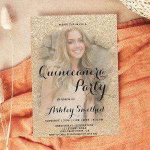 Modern gold glitter sparkle photo Quinceañera