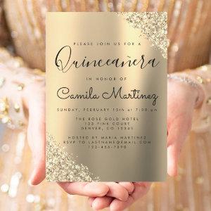 Modern Gold Quinceanera Glitter Party