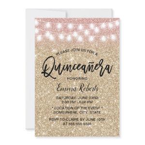 Modern Gold Sparkle Faux Glitter Quinceanera 15