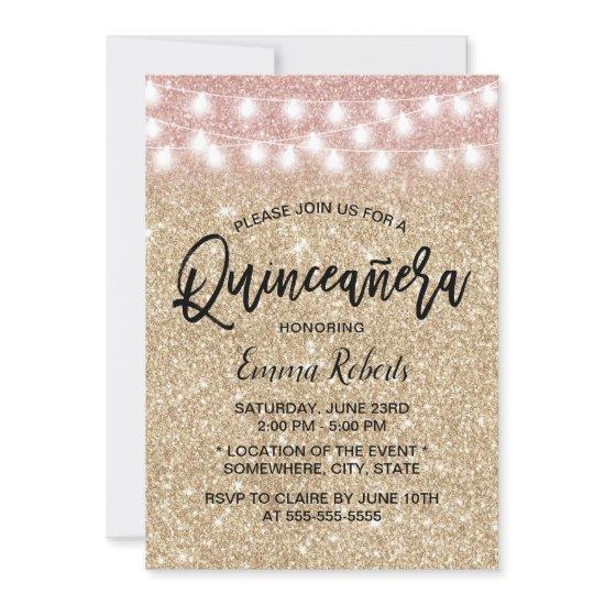 Modern Gold Sparkle Faux Glitter Quinceanera 15