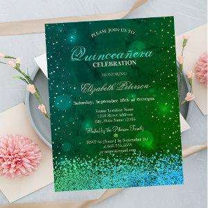 Modern Green Diamonds Green Quinceañera