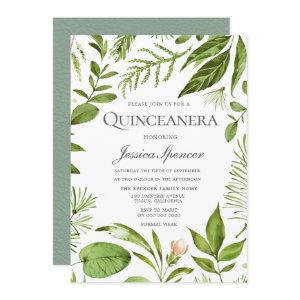 Modern Greenery Summer Spring Quinceanera Invite